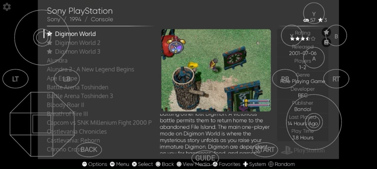 ES-DE PlayStation library, Digimon World selected
